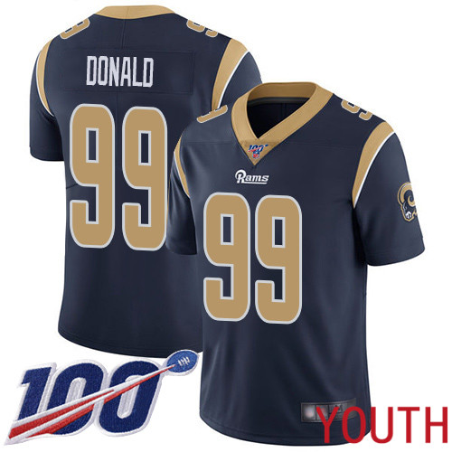 Los Angeles Rams Limited Navy Blue Youth Aaron Donald Home Jersey NFL Football 99 100th Season Vapor Untouchable